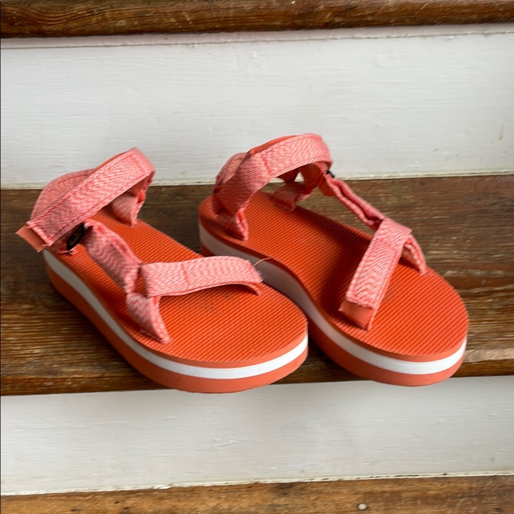 Teva Orange Platform Shoes Casual Style